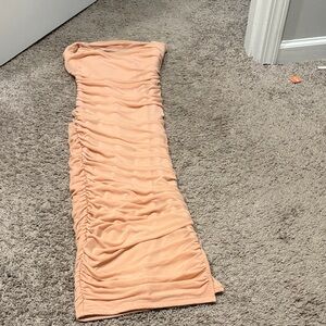 Oh Polly Strapless Peach Dress
